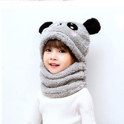 Imaginea din Căciulă cu guler tip ursuleț, cu urechi -  gri