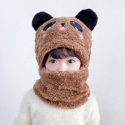 Imaginea din Căciulă cu guler tip ursuleț, cu urechi -  maro