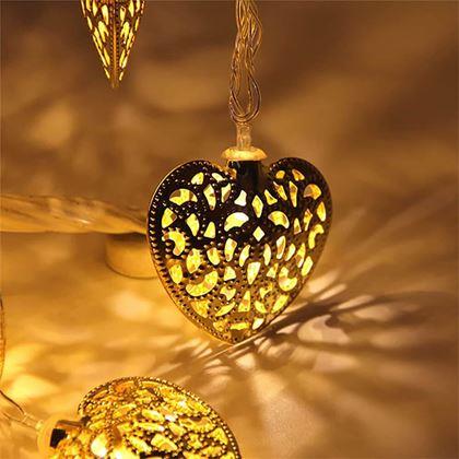 Imaginea din Ghirlandă LED luminoasă - inimi de metal