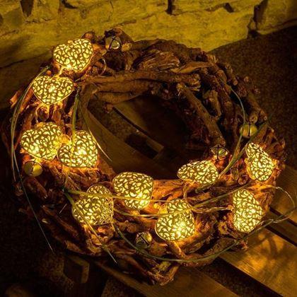 Imaginea din Ghirlandă LED luminoasă - inimi de metal