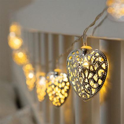 Imaginea din Ghirlandă LED luminoasă - inimi de metal