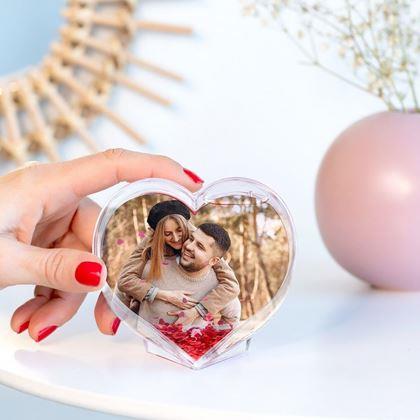 Imaginea din Rama foto/glob de zăpadă în formă de inimă
