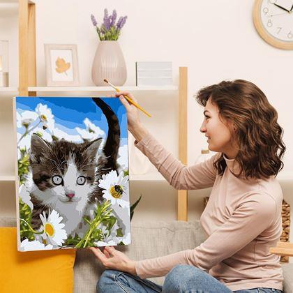 Imaginea din Pictura pe numere, pânză întinsă pe ramă -  pisicuță