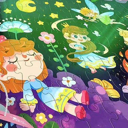Imaginea din Puzzle pentru copii fosforescente în întuneric, 96 de piese - prințesele