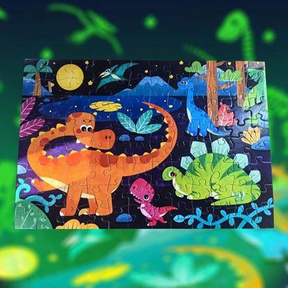 Imaginea din Puzzle pentru copii fosforescente în întuneric, 96 de piese - dinozauri