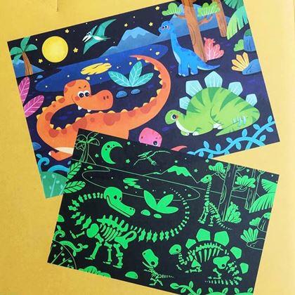 Imaginea din Puzzle pentru copii fosforescente în întuneric, 96 de piese - dinozauri