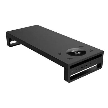 Imaginea din Suport metalic pentru monitor cu porturi USB și încărcare wireless.