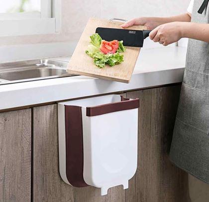 Imaginea din Coș suspendat pliabil pentru ușă - alb-maro