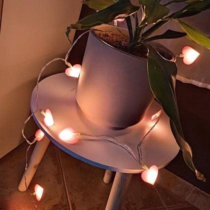 Imaginea din Lanț de lumini LED - inimi rozalii