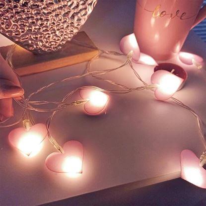 Imaginea Lanț de lumini LED - inimi rozalii