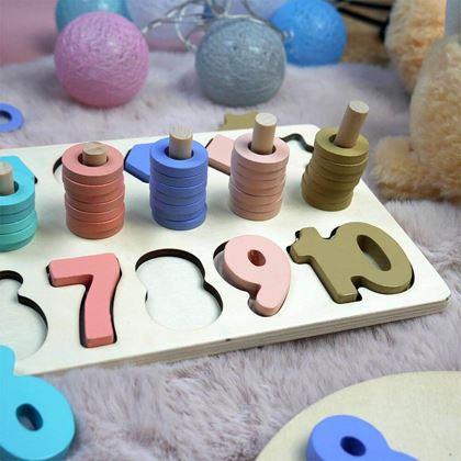 Imaginea din Puzzle din lemn – cifre, forme, numărare