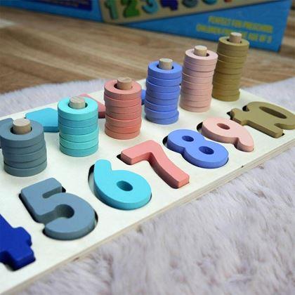 Imaginea din Puzzle din lemn – cifre, forme, numărare