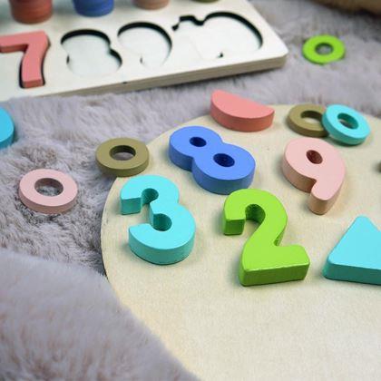Imaginea din Puzzle din lemn – cifre, forme, numărare