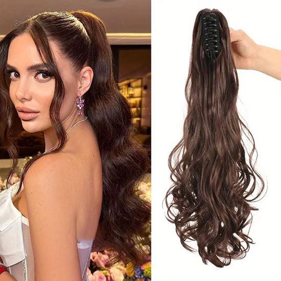 Imaginea din Păr fals coadă ondulată 60 cm -  maro