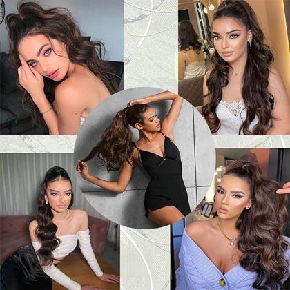 Imaginea din Păr fals coadă ondulată 60 cm -  maro închis