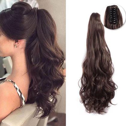 Imaginea din Păr fals coadă ondulată 60 cm -  maro închis