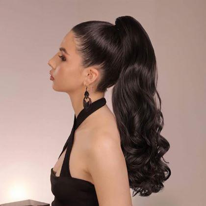 Imaginea din Păr fals coadă ondulată 60 cm -  maro închis