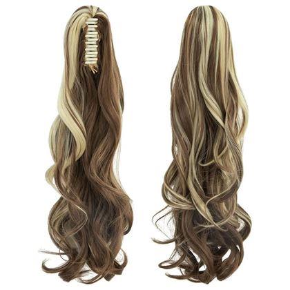 Imaginea din Păr fals coadă ondulată 60 cm -  șuvițe melirate