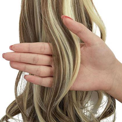 Imaginea din Păr fals coadă ondulată 60 cm -  șuvițe melirate