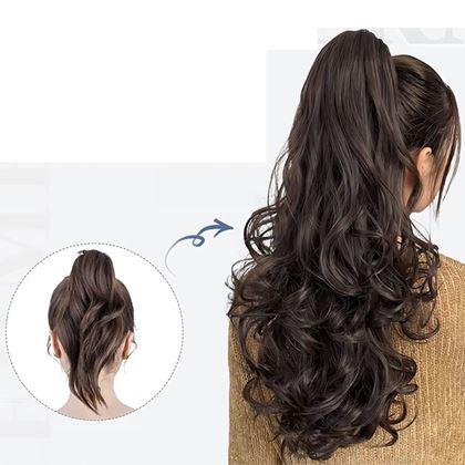 Imaginea din Păr fals coadă ondulată 60 cm -  maro închis