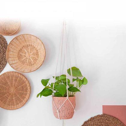 Imaginea din Macrame atârnat pentru un ghiveci de flori - crem