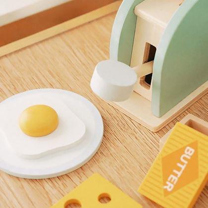 Imaginea din Set de mic dejun din lemn pentru joacă, 9 piese