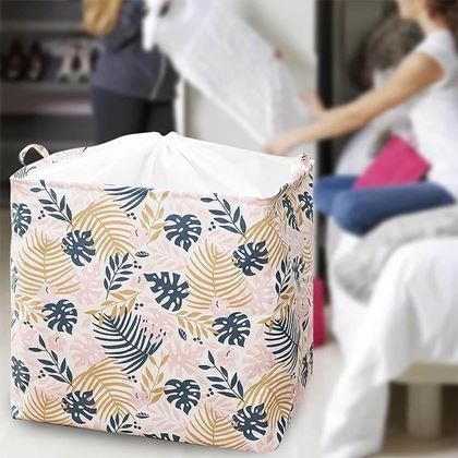 Imaginea din Coș de depozitare pentru textile cu cordon de tragere  -  frunze