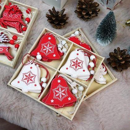 Imaginea din Set de ornamente din lemn 12 bucăți - clopoței