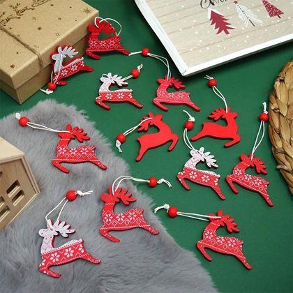 Imaginea din Set de ornamente din lemn 12 bucăți - reni