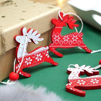 Imaginea din Set de ornamente din lemn 12 bucăți - reni