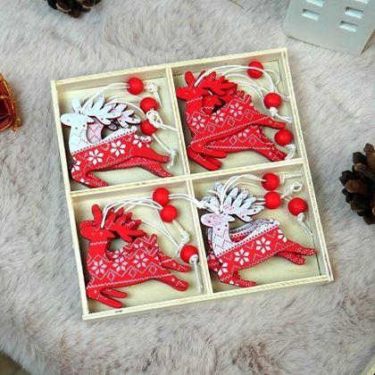 Imaginea din Set de ornamente din lemn 12 bucăți - reni