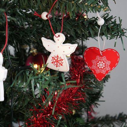 Imaginea din Set de ornamente din lemn 12 bucăți - înger și inimă