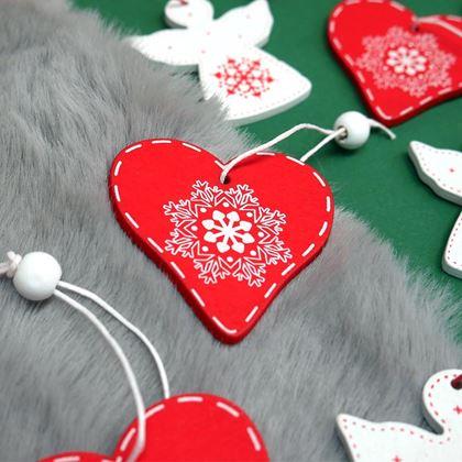 Imaginea din Set de ornamente din lemn 12 bucăți - înger și inimă