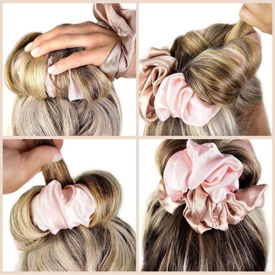 Imaginea din Elastic din satin pentru bucle fără utilizarea căldurii