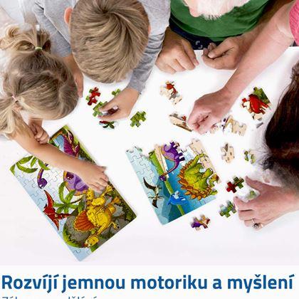 Imaginea din Puzzle cu dinozauri - albastru