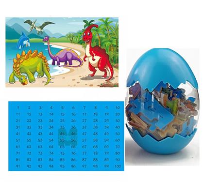 Imaginea din Puzzle cu dinozauri - albastru