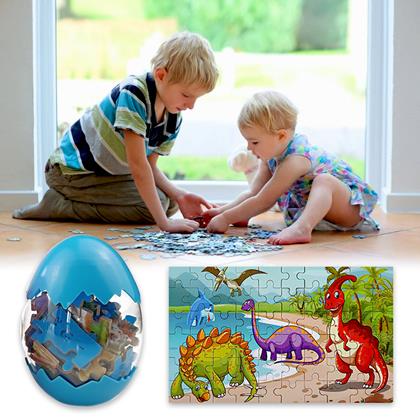 Imaginea din Puzzle cu dinozauri - albastru