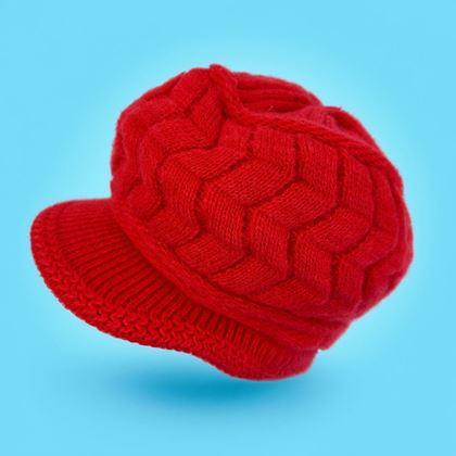 Imaginea din Beret căptușit cu blăniță - roșie