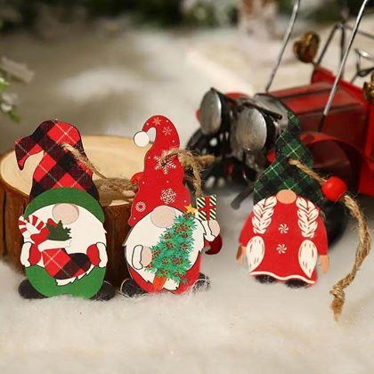 Imaginea din Set de ornamente de lemn pitici 9 buc - roșu în verde set