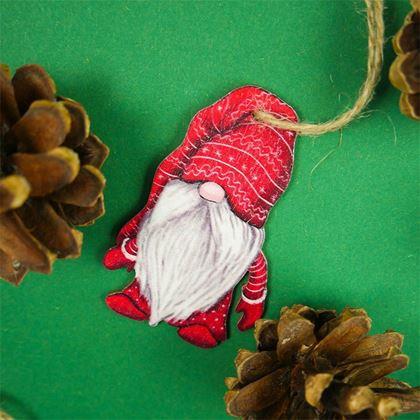 Imaginea din Set de ornamente de lemn pitici 9 buc - set roșu