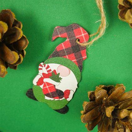 Imaginea din Set de ornamente de lemn pitici 9 buc - roșu în verde set