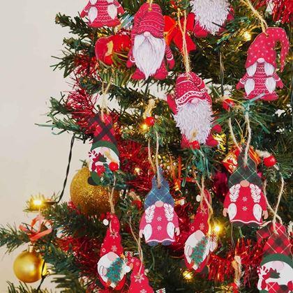 Imaginea din Set de ornamente de lemn pitici 9 buc - set roșu