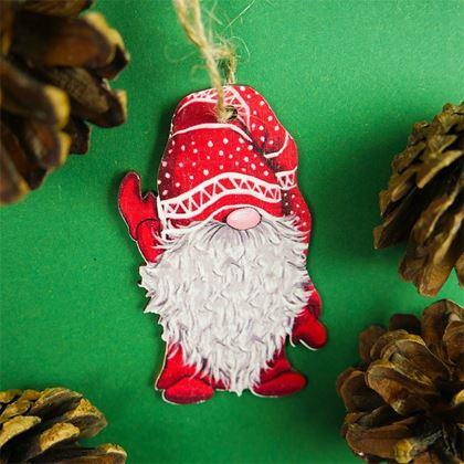 Imaginea din Set de ornamente de lemn pitici 9 buc - set roșu