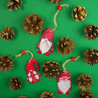 Imaginea din Set de ornamente de lemn pitici 9 buc - set roșu