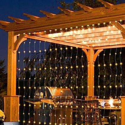 Imaginea din Draperie LED solară - 10 fire × 1 m - alb cald