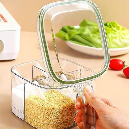 Imaginea din Cutie compartimentată cu mâner – 4 compartimente, 4 lingurițe