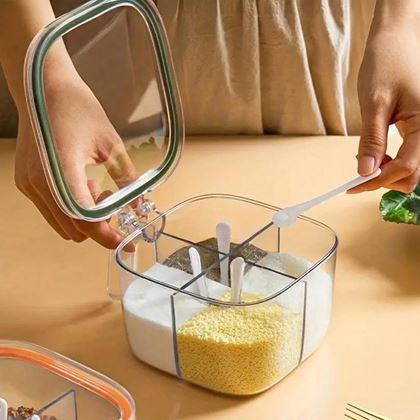 Imaginea din Cutie compartimentată cu mâner – 4 compartimente, 4 lingurițe