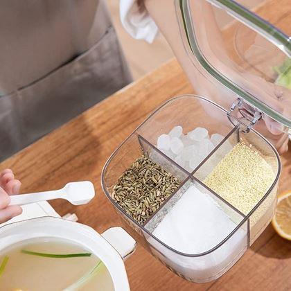 Imaginea din Cutie compartimentată cu mâner – 4 compartimente, 4 lingurițe