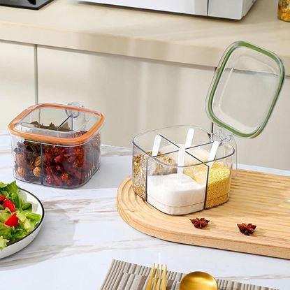 Imaginea Cutie compartimentată cu mâner – 4 compartimente, 4 lingurițe