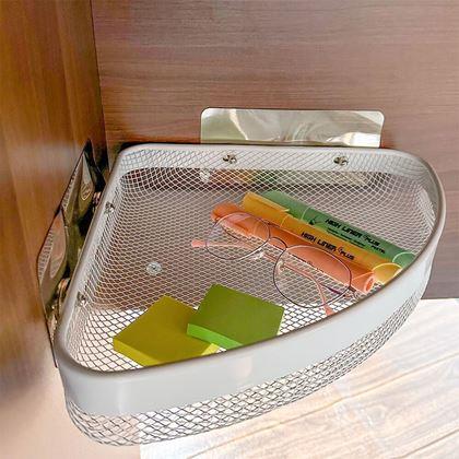 Imaginea din Etajeră metalică de colț cu montare adezivă